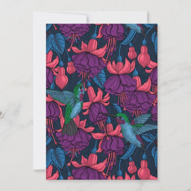 Jardín de colibrís en morado y azul (Anverso)