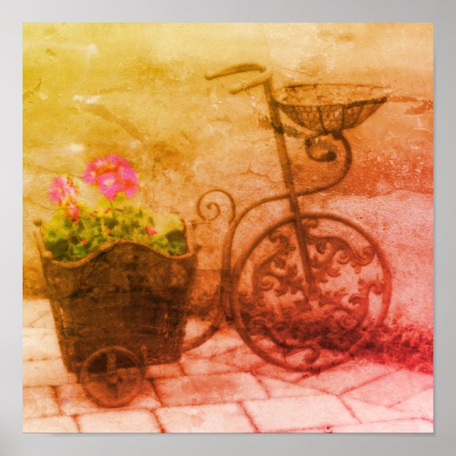 Jardín de flores bicicleta arte angustiado (Frente)