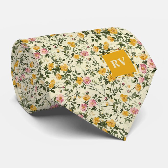 Jardín de flores Corbata Monogramada (Enrollado)