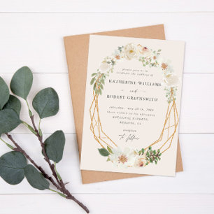 Jardín de flores de marfil Elegante Invitación a l