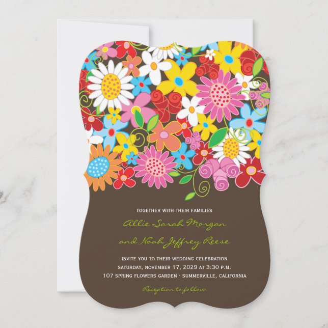 Jardín de flores de primavera Invitación a la boda (Anverso)
