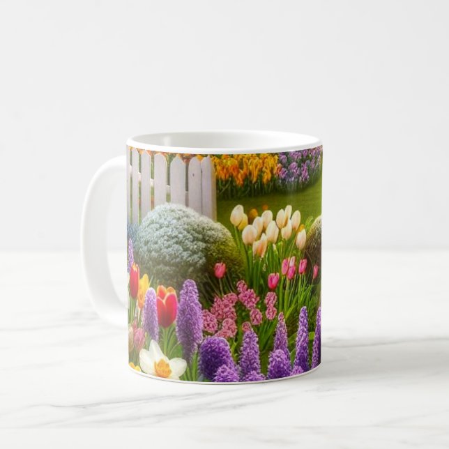 Jardín de flores de primavera Taza de café persona (Anverso izquierdo)