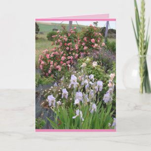 Jardín de flores de rosa tarjeta de lirios florale