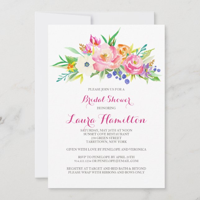 Jardín de flores | Invitación a la ducha de novia (Anverso)