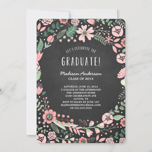 Jardín de flores | Invitación a la fiesta de gradu (Anverso)