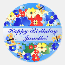 Jardín de flores ~ Pegatina de cumpleaños