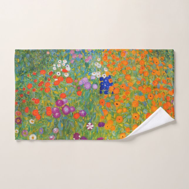 Jardín de flores por Gustav Klimt (Toalla de mano)