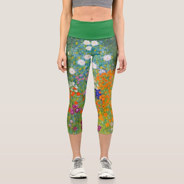 Jardín de flores por Gustav Klimt Capri Leggings (Anverso)