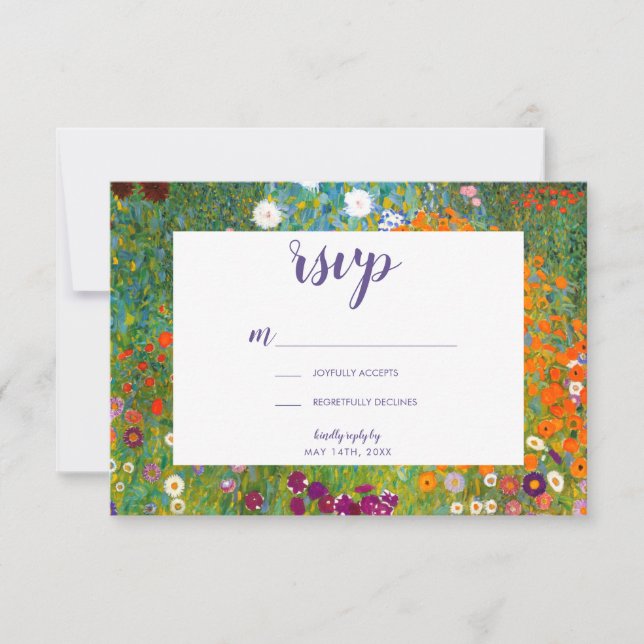 Jardín de flores por Gustav Klimt Floral RSVP (Anverso)