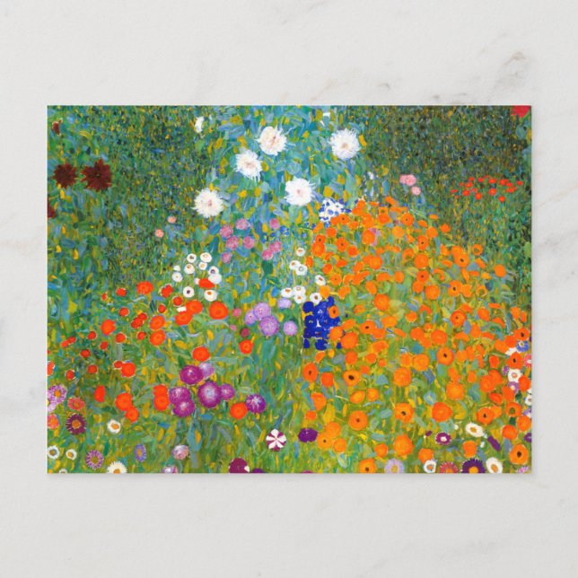 Jardín de flores por Gustav Klimt postal de flores (Anverso)