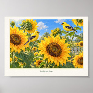 Jardín de Girasoles Canción Pájaros Impresión de A