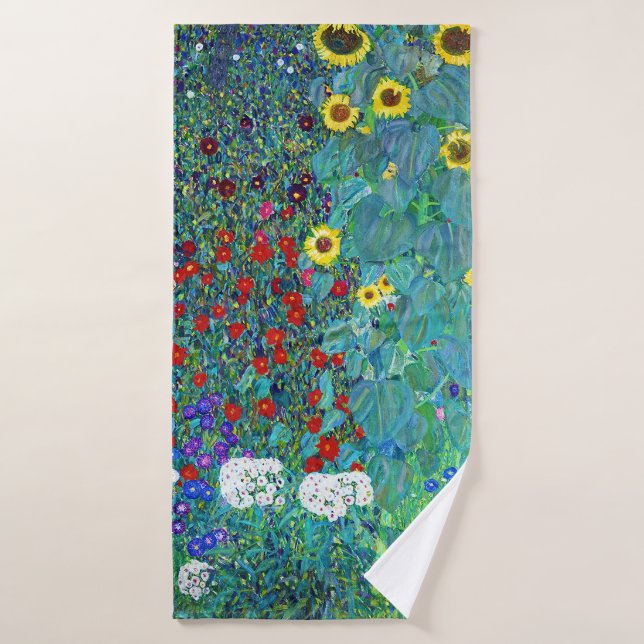 Jardín de granja con girasoles, Gustav Klimt (Toalla de baño)