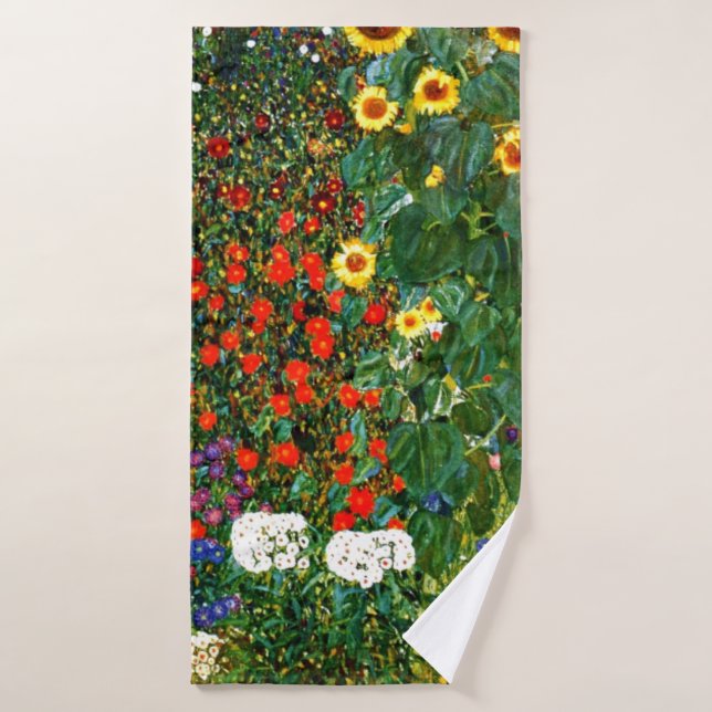 Jardín de granja con girasoles por Gustav Klimt (Toalla de baño)
