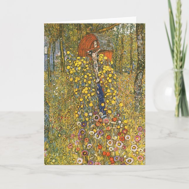 Jardín de granja Klimt con tarjeta de saludo cruci (Anverso)