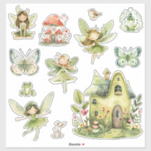 Jardín de Hadas Cottagecore Hoja de Pegatinas – Ca