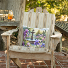 Jardín de Iris Púrpura Almohada de Tirar de Acuare