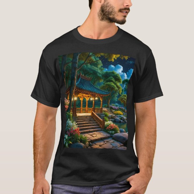 Jardín de la tranquila camiseta nocturna (1) (Anverso)