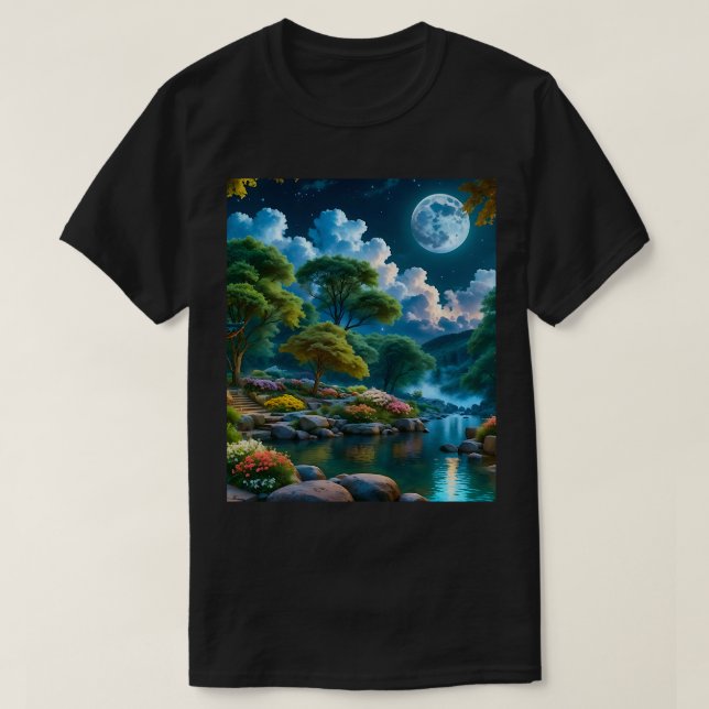 Jardín de la tranquila camiseta nocturna (3) (Diseño del anverso)