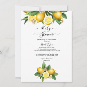 Jardín de limones moderno   Invitación de baby sho