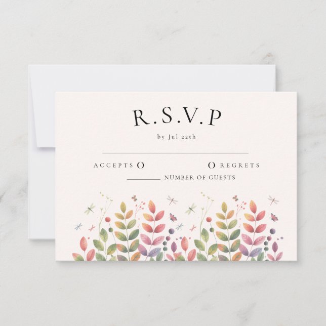Jardín de otoño con libélulas Boda Tarjetas RSVP (Anverso)