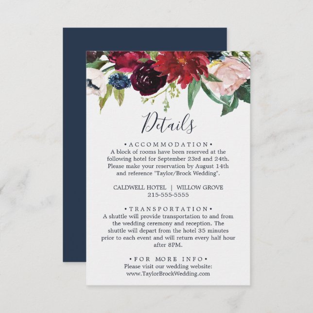 Jardín de otoño | Tarjeta de inscripción de detall (Anverso / Reverso)