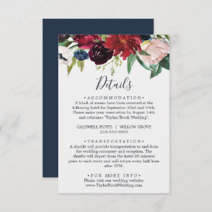 Jardín de otoño   Tarjeta de inscripción de detall