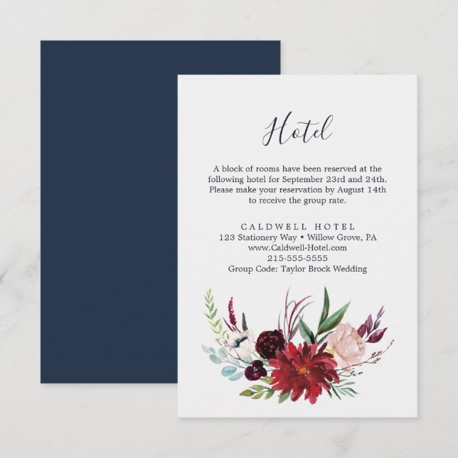 Jardín de otoño | Tarjeta de inscripción de Hotel  (Anverso / Reverso)