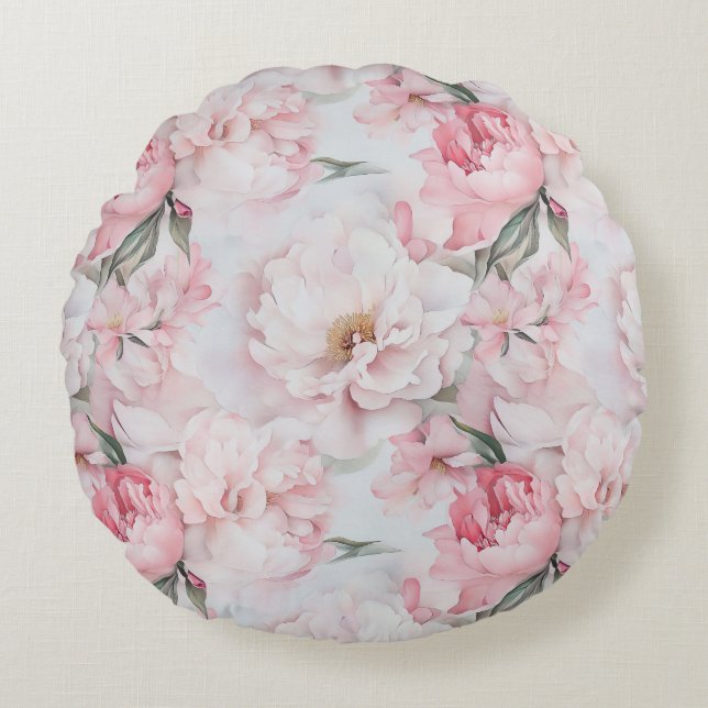 Jardín de Peonías Vintage Almohada de Cama – Suave (Anverso)