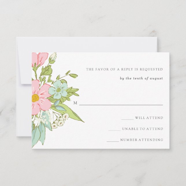 Jardín de primavera | Boda floral RSVP (Anverso)