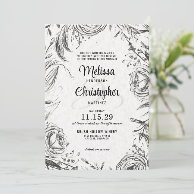 Jardín de primavera con detalles Invitación a la b (Anverso de pie)