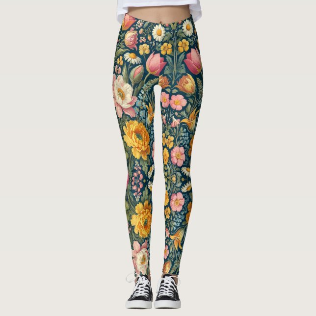 Jardín de primavera Floral Leggings (Anverso)