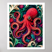 Jardín de Pulpo de Arte en Papel Vibrante