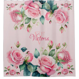 Jardín de Rosas Caprichoso: Cortina de Ducha Rosa 