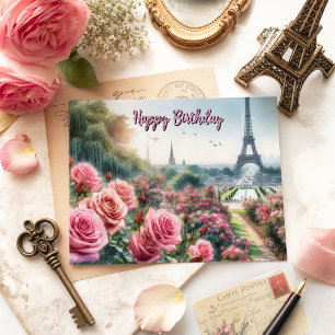 Jardín de Rosas de París Tarjeta de Feliz Cumpleañ