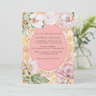 Jardín de Rosas Silvestres Invitación para Baby Sh