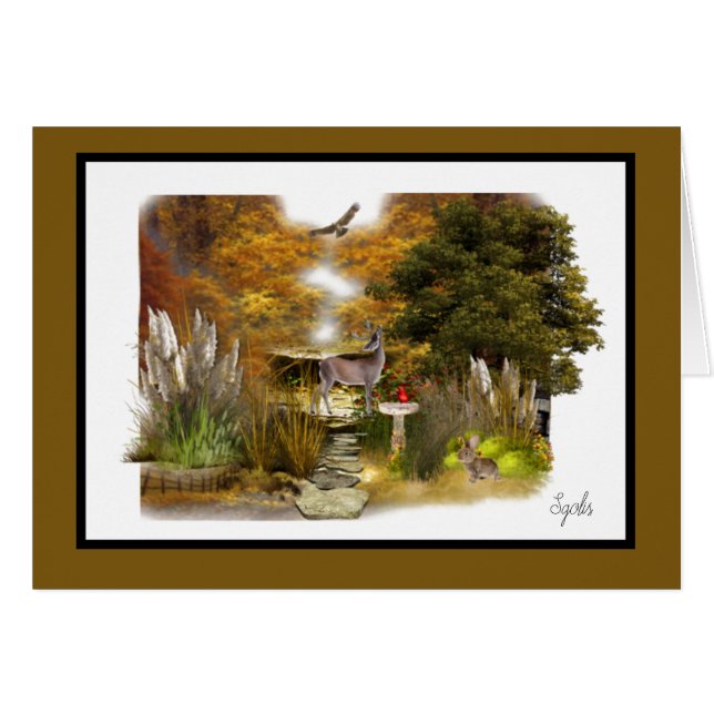 Jardín de temporada de otoño con tarjeta interior  (Anverso (Horizontal))