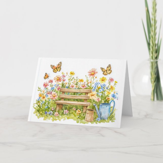 Jardín de verano con mariposas (Anverso)