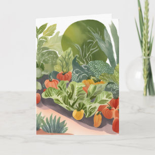 Jardín de Verduras   Tarjeta de Pintura Acuarela