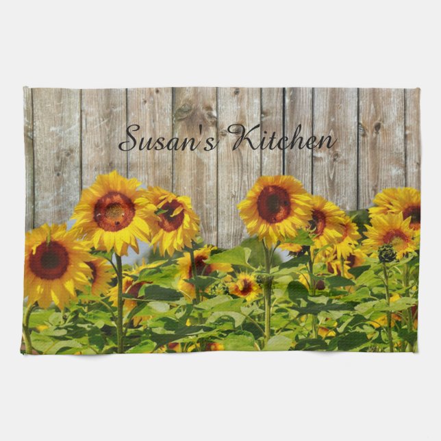 Jardín del girasol con toalla de cocina monográfic (Horizontal)