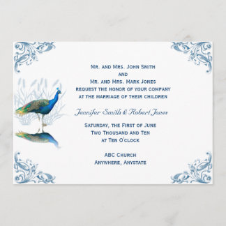 Jardín del pavo real en la invitación a la boda bl