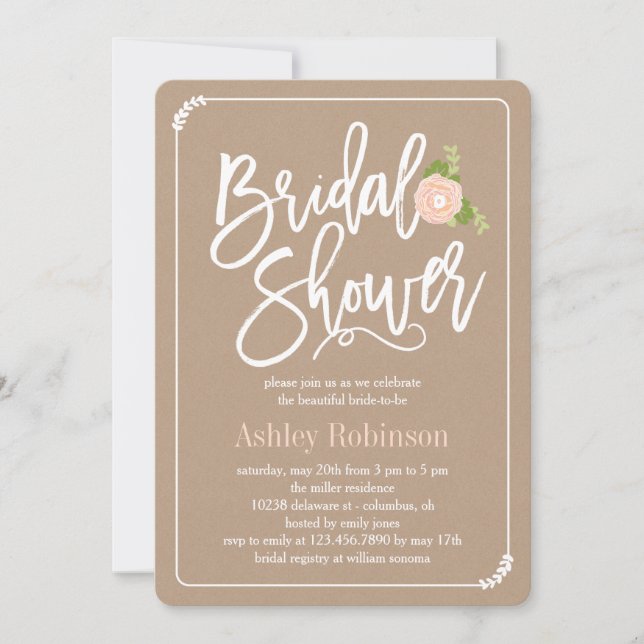 Jardín Ducha Bridal Ducha Invitación Kraft (Anverso)