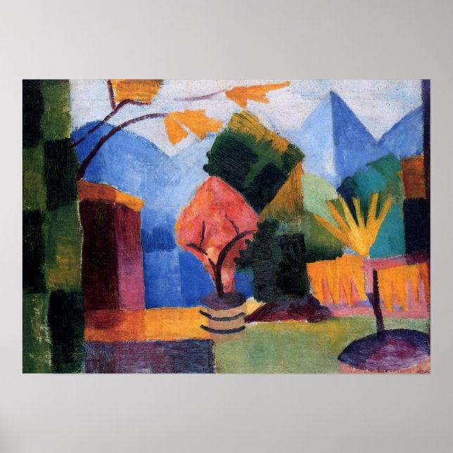 Jardín en el lago Thun por August Macke, arte vint (Frente)