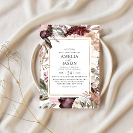 Jardín Encantado Elegante Invitación Floral Boho