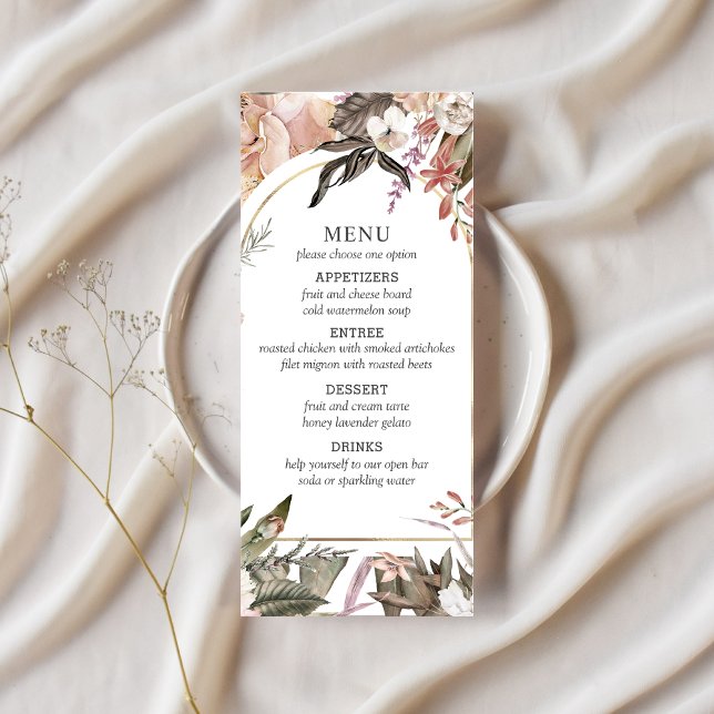 Jardín Encantado Elegante Menú Floral Boho (Subido por el creador)