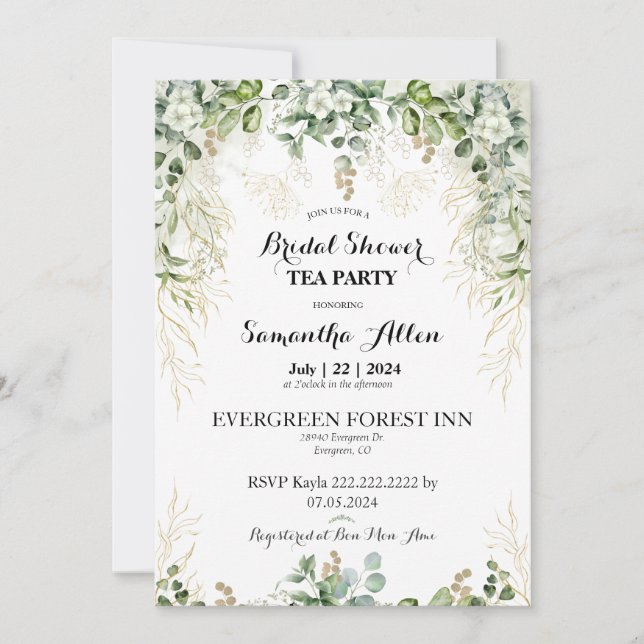 Jardín Encantado: Invitación para Despedida de Sol (Anverso)