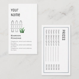 Jardín "esencial" que cerca tarjetas de precio