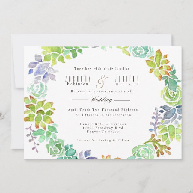 Jardín exitoso | Invitación a la boda acuarela (Anverso)