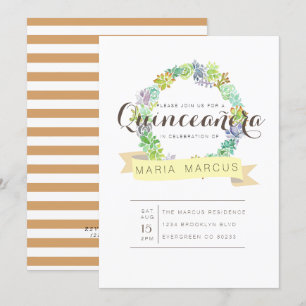 Jardín exitoso Invitación a Quinceanera acuarela