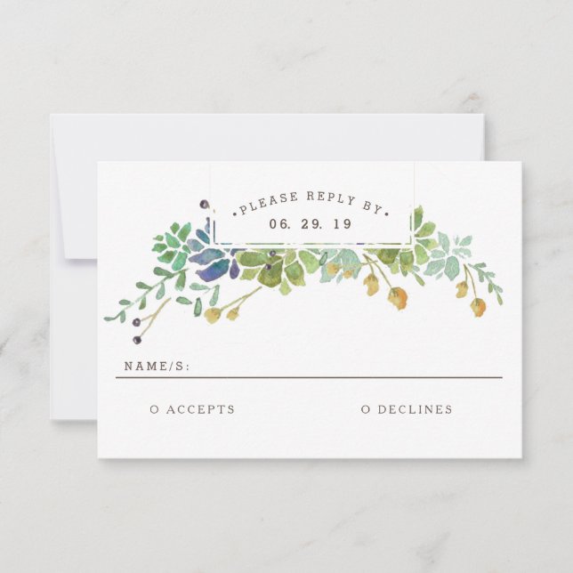 Jardín exitoso | Watercolor Wedding RSVP (Anverso)