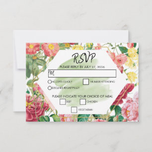 Jardín floral, acuarela y boda geométrica RSVP